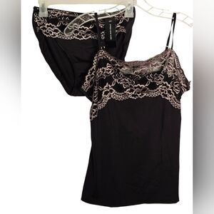 JONES NEW YORK  BlackPurple Taupe Stretch Lace Camisole & Panties Set Sz-L/7